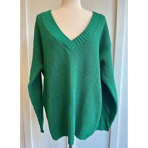 Objectivity Green Metallic Sweater XL Vintage 1980's - Picture 1 of 7